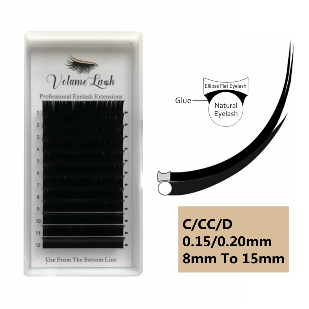 Eyelash Extension C Curl - Elipsy płaskie pojedyncze rzęsy naturalne rzęsy